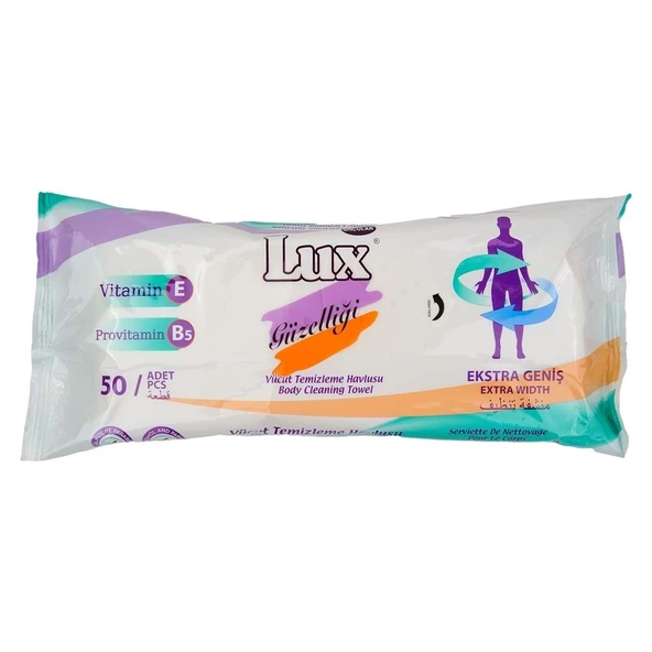 Lux Hasta Vücut Temizleme Islak Mendil Havlu 50 Yaprak XL Tekli Pk