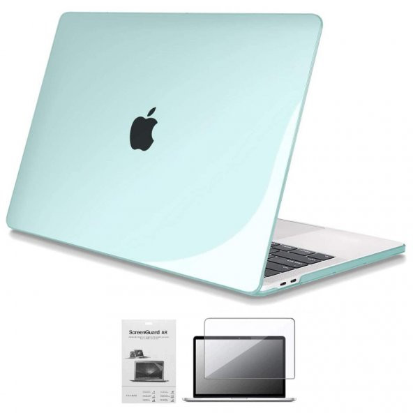 Apple 13" Macbook Air A2337 M1 Kristal Yeşil Kılıf Koruyucu + Ekran Filmi