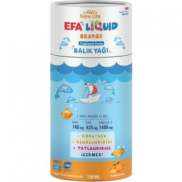 New Life Efa Liquid Orange Balık Yağı 150ml 7640128141044
