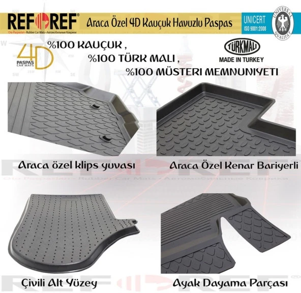 Volkswagen Transporter T7 2019-2024 Refref 4D Havuzlu Paspas - Resim 4