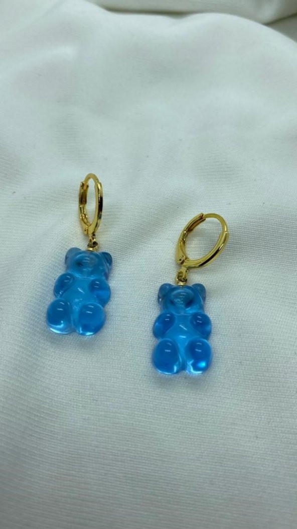 Mavi Jelibon Taşsız Küpe - 2