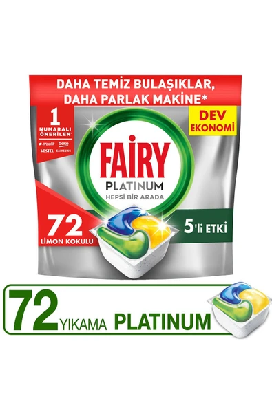 Fairy Platinum Limon Bulaşık Makinesi Tableti 72li - Resim 2