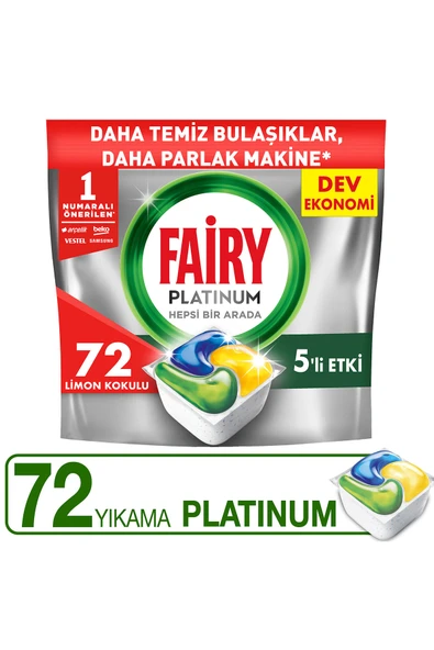 Fairy Platinum Limon Bulaşık Makinesi Tableti 72li ürün görseli 1