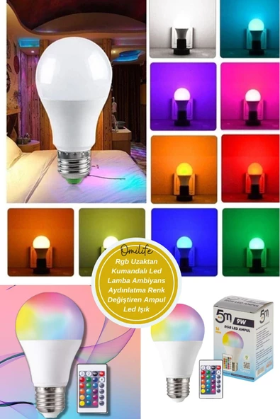 Rgb Uzaktan Kumandalı Led Lamba Ambiyans Aydınlatma Renk Değiştiren Ampul Led Işık