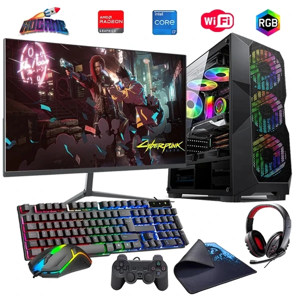 i7 14700F 32GB DDR4 1TB M2 8GB RX580 24" Monitörlü Oyun Bilgisayarı (Gaming SET)
