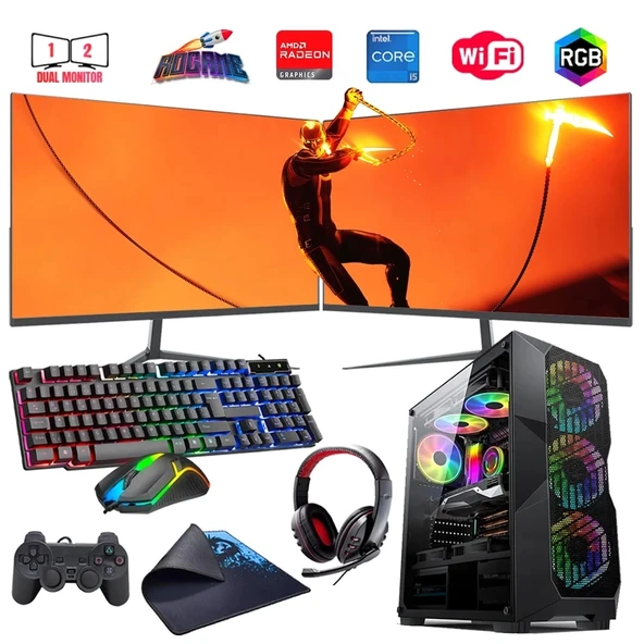 i5 13400F 32GB DDR4 1TB M2 8GB RX580 Çift 24" Monitörlü Oyun Bilgisayarı (Gaming SET) ürün görseli
