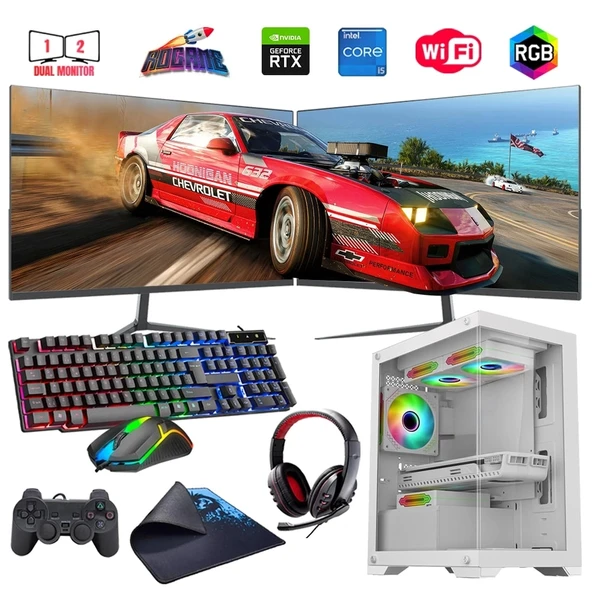 i5 13400F 32GB DDR4 1TB M2 8GB RTX3050 Çift 24" Monitörlü Oyun Bilgisayarı (Gaming SET) ürün görseli