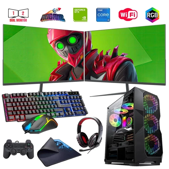 i5 13400F 16GB DDR4 512GB m2 4GB GTX1650 Çift 24" Monitörlü Oyun Bilgisayarı (Gaming SET) ürün görseli
