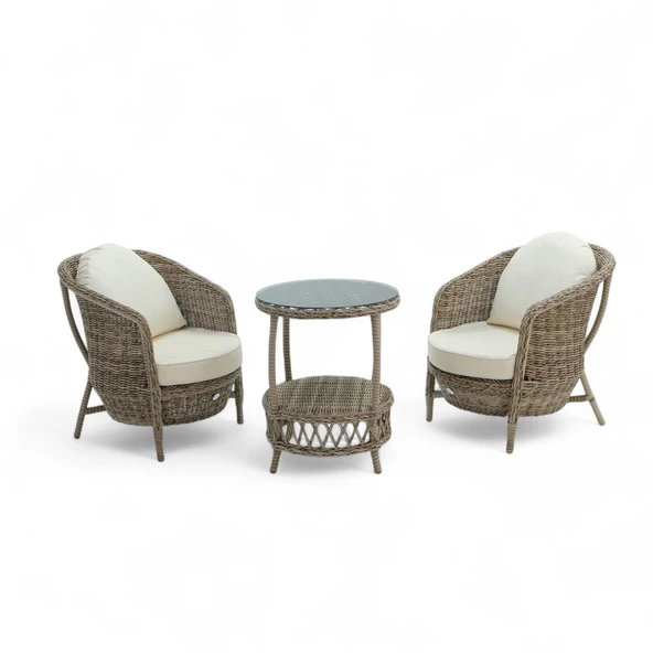 Conjunto Rattan Dedikodu Balkon Bahçe Takımı 2+1 Rehome - Resim 2