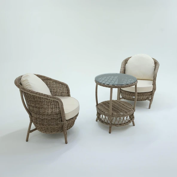 Conjunto Rattan Dedikodu Balkon Bahçe Takımı 2+1 Rehome - Resim 3