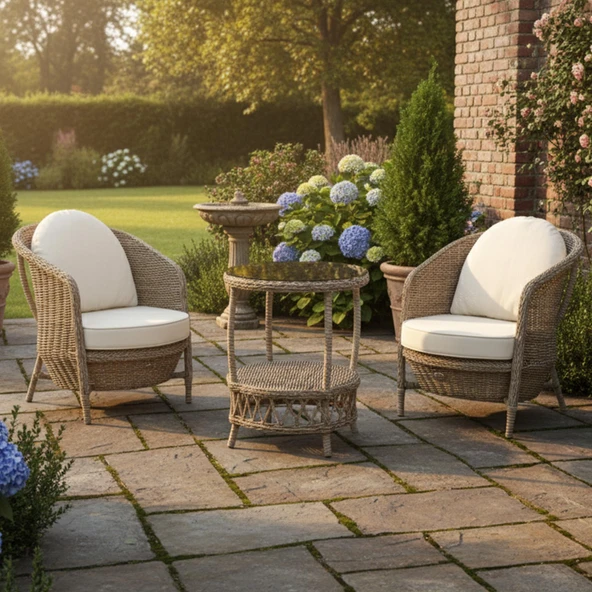 Conjunto Rattan Dedikodu Balkon Bahçe Takımı 2+1 Rehome - Resim 7