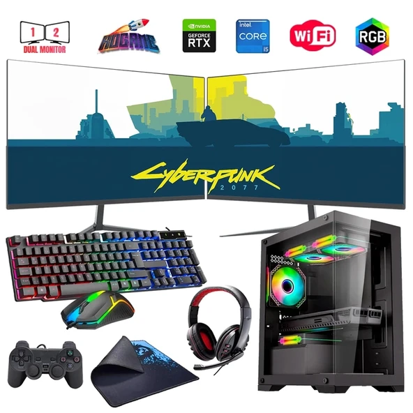 i5 13400F 16GB DDR4 512GB m2 8GB RTX3050 Çift 24" Monitörlü Oyun Bilgisayarı (Gaming SET) ürün görseli