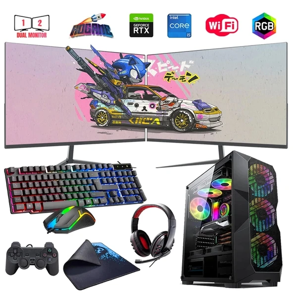 i5 14400F 32GB DDR4 1TB M2 6GB RTX3050 Çift 24" Monitörlü Oyun Bilgisayarı (Gaming SET) ürün görseli
