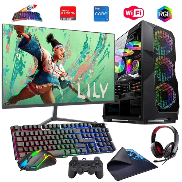 i7 14700F 16GB DDR4 512GB m2 8GB RX580 24" Monitörlü Oyun Bilgisayarı (Gaming SET) ürün görseli