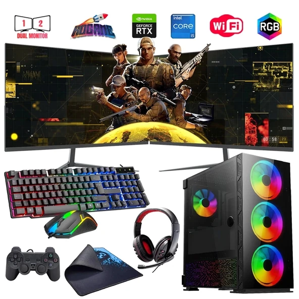 i5 14400F 32GB DDR4 1TB M2 12GB RTX3060 Çift 24" Monitörlü Oyun Bilgisayarı (Gaming SET)