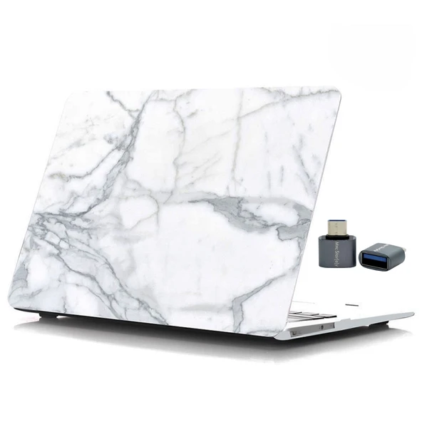 MacBook Pro 13 inç Kılıf A2338 M1 M2 Uyumlu Mermer Desenli TPU Sert Kapak - Resim 4