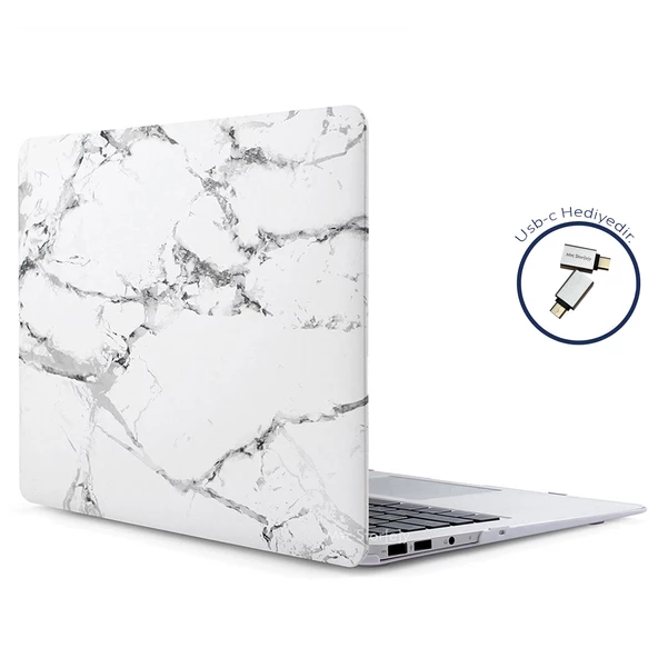 Macbook Pro Kılıf 13inç M1-M2, Mermer (Type-c'li Model)A2338 A2289 A2251 A1706-08 A1989 A2159 ile Uyumlu - 9