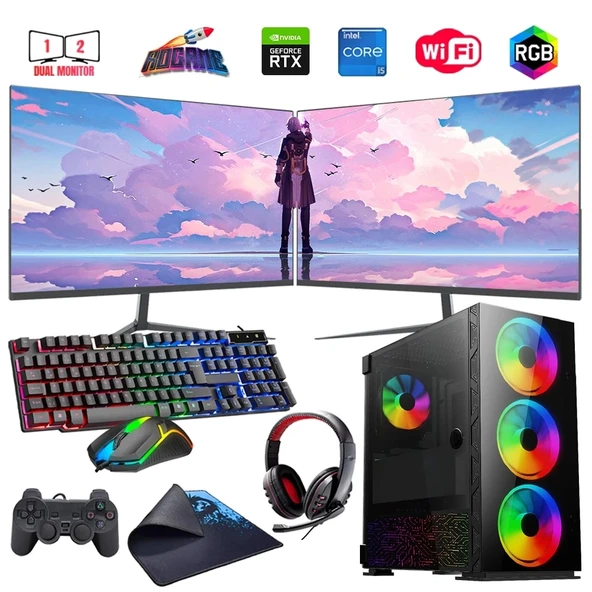 i5 13400F 32GB DDR4 1TB M2 12GB RTX3060 Çift 24" Monitörlü Oyun Bilgisayarı (Gaming SET) ürün görseli