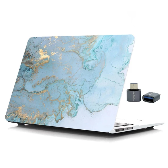 MacBook Pro 13 inç Kılıf A2338 M1 M2 Uyumlu Mermer Desenli TPU Sert Kapak - Resim 3