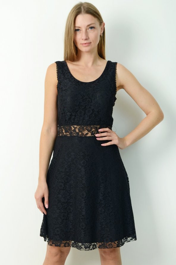 FASHION TV KADIN SİYAH ELBİSE 20FY60068 - 1
