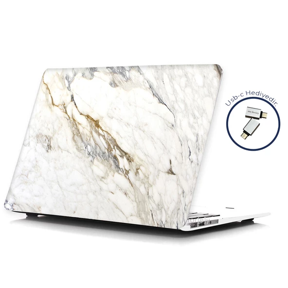 Macbook Pro Kılıf 13inç M1-M2, Mermer08NL (Type-c'li Model)A2338 A2289 A2251 A1706-08 A1989 A2159 ile Uyumlu - 6