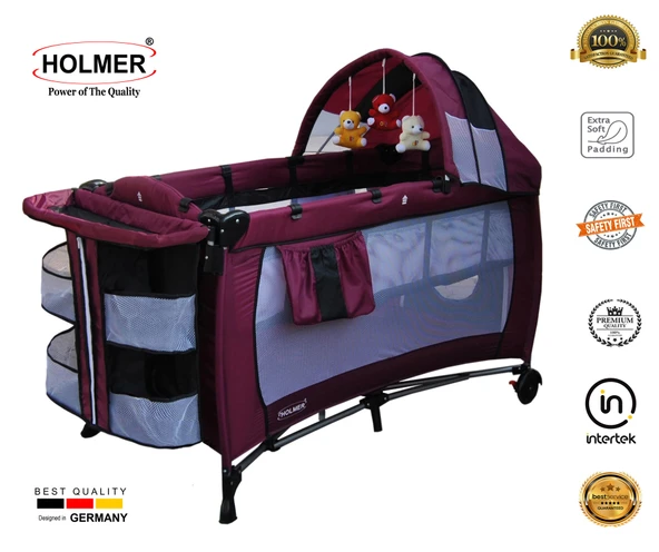 Holmer Kids Eurostyle Oyun Parkı Park Yatak 60x120cm Mürdüm - Resim 2