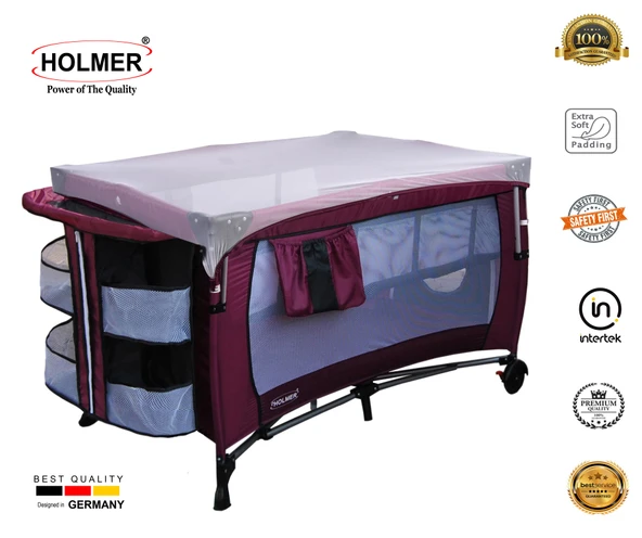 HOLMER Kids Maxi Comfort Coolstyle Anne Yanı Oyun Parkı/beşik 70x110cm Mürdüm - Resim 3