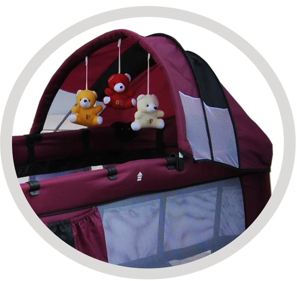 Holmer Kids Eurostyle Oyun Parkı Park Yatak 60x120cm Mürdüm - Resim 4