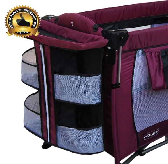 HOLMER Kids Maxi Comfort Coolstyle Anne Yanı Oyun Parkı/beşik 70x110cm Mürdüm - Resim 6