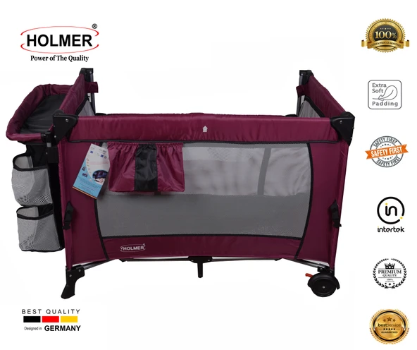 HOLMER Kids Maxi Comfort Coolstyle Anne Yanı Oyun Parkı/beşik 70x110cm Mürdüm - Resim 4