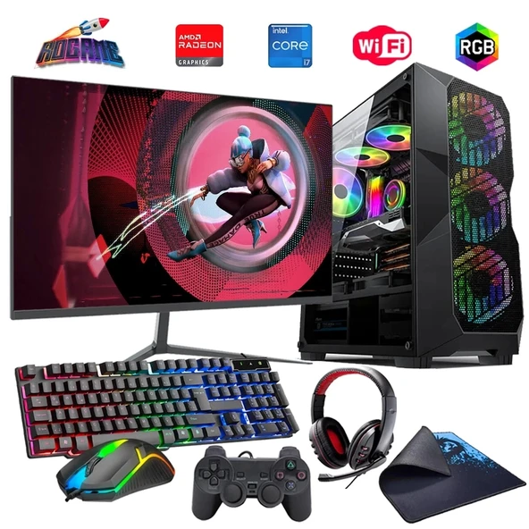 i7 13700F 16GB DDR4 512GB m2 8GB RX580 24" Monitörlü Oyun Bilgisayarı (Gaming SET)