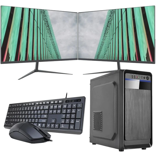 i7 14700 8GB DRR4 120GB SSD Çift 24" Monitörlü Ofis Bilgisayarı (Business)