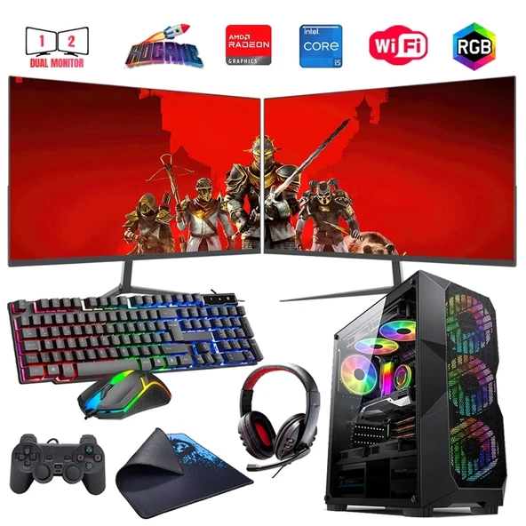 i5 13400F 16GB DDR4 512GB m2 8GB RX580 Çift 24" Monitörlü Oyun Bilgisayarı (Gaming SET) ürün görseli