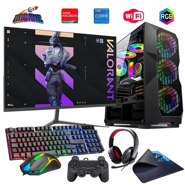 i7 13700F 32GB DDR4 1TB M2 8GB RX580 24" Monitörlü Oyun Bilgisayarı (Gaming SET) ürün görseli
