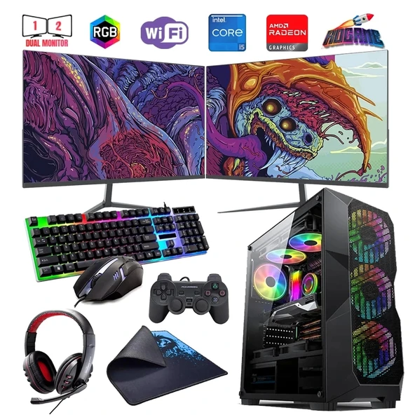 i5 12400F 16GB DDR4 512GB m2 8GB RX580 Çift 24" Monitörlü Oyun Bilgisayarı (Gaming SET) ürün görseli