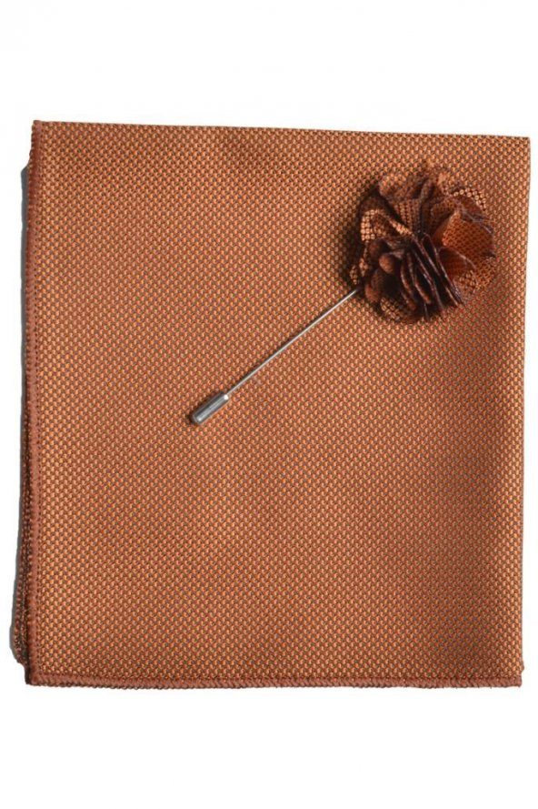 Brianze Taba Kravat Mendil Yaka Çiçeği Set - 4