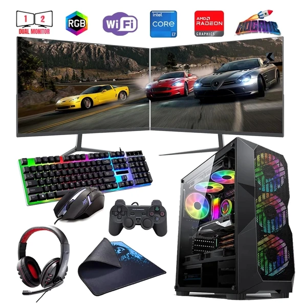 İ7 12700F 32GB DDR4 1TB M2 8GB RX580 Çift 24" Monitörlü Oyun Bilgisayarı (Gaming SET) ürün görseli