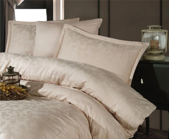 Clasy Exclusive Jakarlı Çift Kişilik Pamuk Saten Nevresim Takımı Pavaya v2 Krem - 2