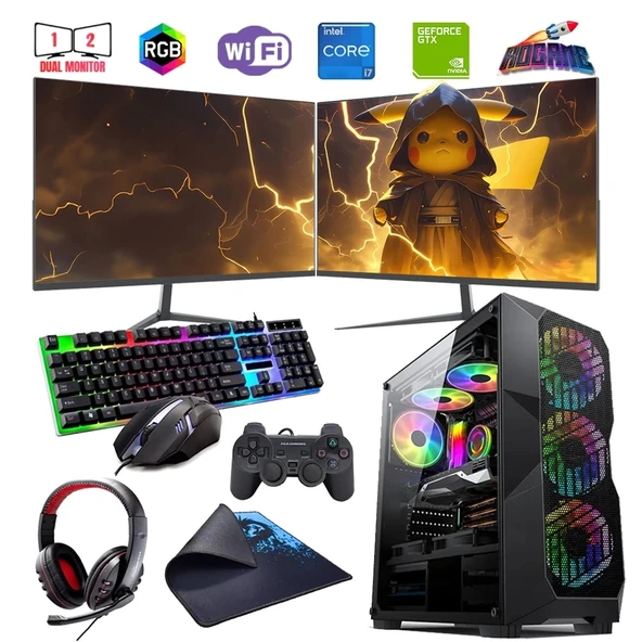 İ7 12700F 32GB DDR4 1TB M2 4GB GTX1650 Çift 24" Monitörlü Oyun Bilgisayarı (Gaming SET) ürün görseli
