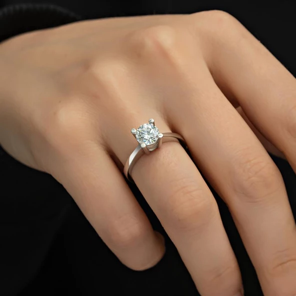 4 Tırnak Swarovski Taşlı Gümüş  Yüzük - Resim 6