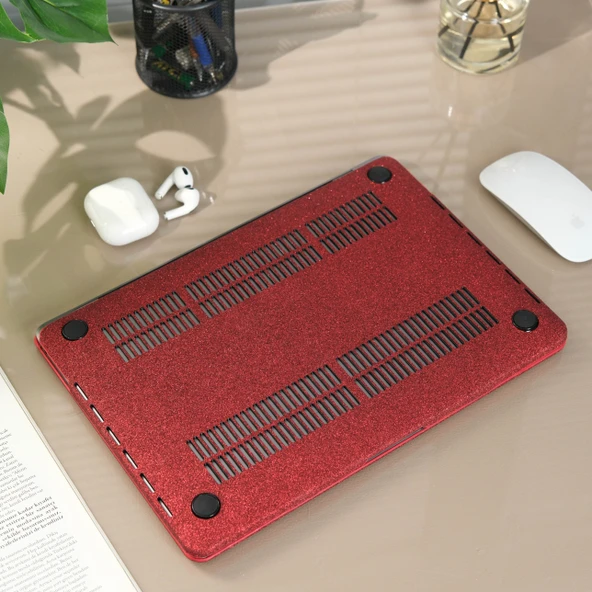 MacBook Pro 13 Kılıf Simli Parlak Vinil Sert Hard Case TPU Taban İnce Hafif M1-M2 Type-C 2016-2022 - Resim 8