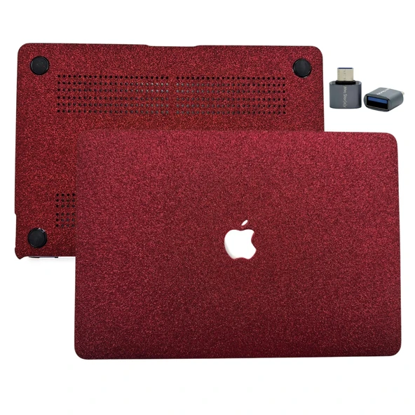 MacBook Pro 13 Kılıf Simli Parlak Vinil Sert Hard Case TPU Taban İnce Hafif M1-M2 Type-C 2016-2022 - Resim 4