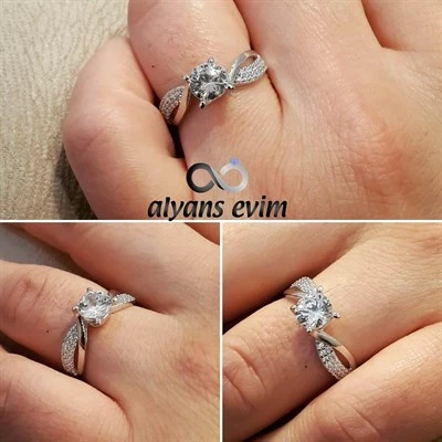 Yeni Tasarım Gümüş Tektaş Yüzük - 2