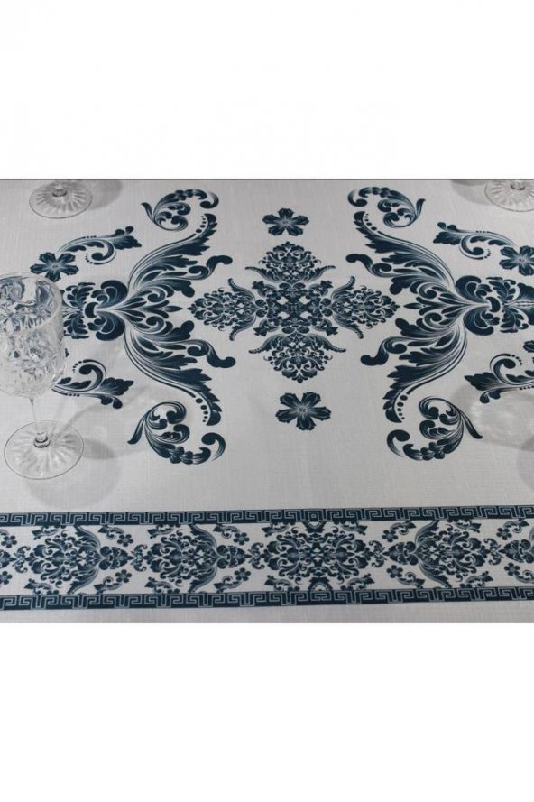 Suna Dikdörtgen Baskılı Masa Örtüsü Petrol - Resim 8