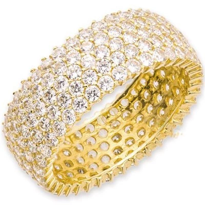 Gümüş 5 Sıra Altın Kaplama Tamtur Yüzük