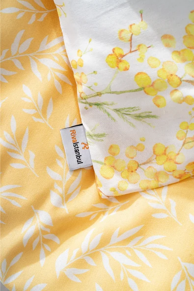 Rivaİstanbul Lorisa Sarı Çift Kişilik Nevresim Takımı Pamuklu - Resim 7