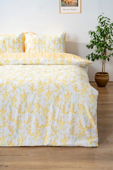 Rivaİstanbul Lorisa Sarı Çift Kişilik Nevresim Takımı Pamuklu - Resim 2