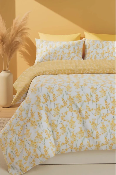 Rivaİstanbul Lorisa Sarı Çift Kişilik Nevresim Takımı Pamuklu ürün görseli 1