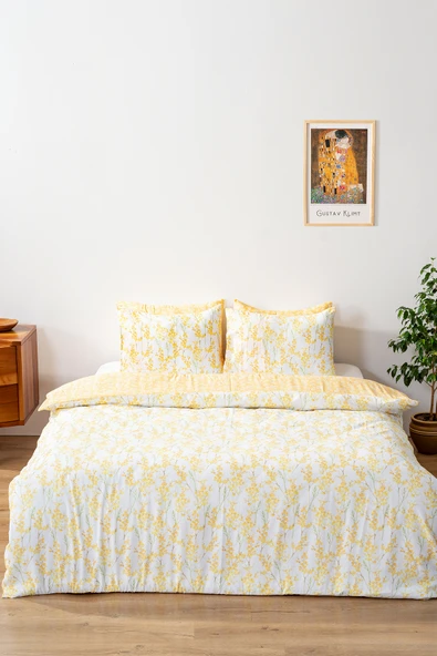 Rivaİstanbul Lorisa Sarı Çift Kişilik Nevresim Takımı Pamuklu - Resim 3