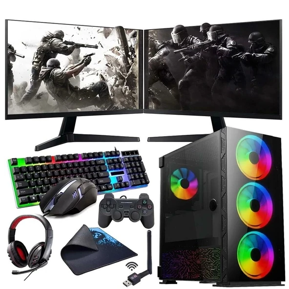 i3 13100F 16GB 1TB M2 12GB RTX3060 Çift 24" Monitörlü Oyun Bilgisayarı (Gaming SET) ürün görseli